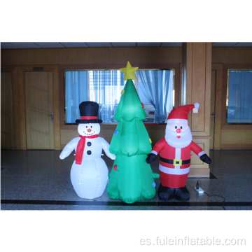 Muñeco de nieve y árbol de Santa inflable de vacaciones para Navidad